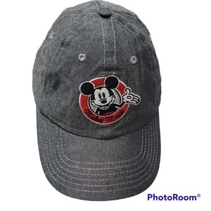 DISNEY Mickey Mouse Gray Cap Hat Adjustable Strap One Size Unisex